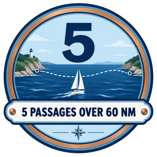 5 passages over 60nm badge