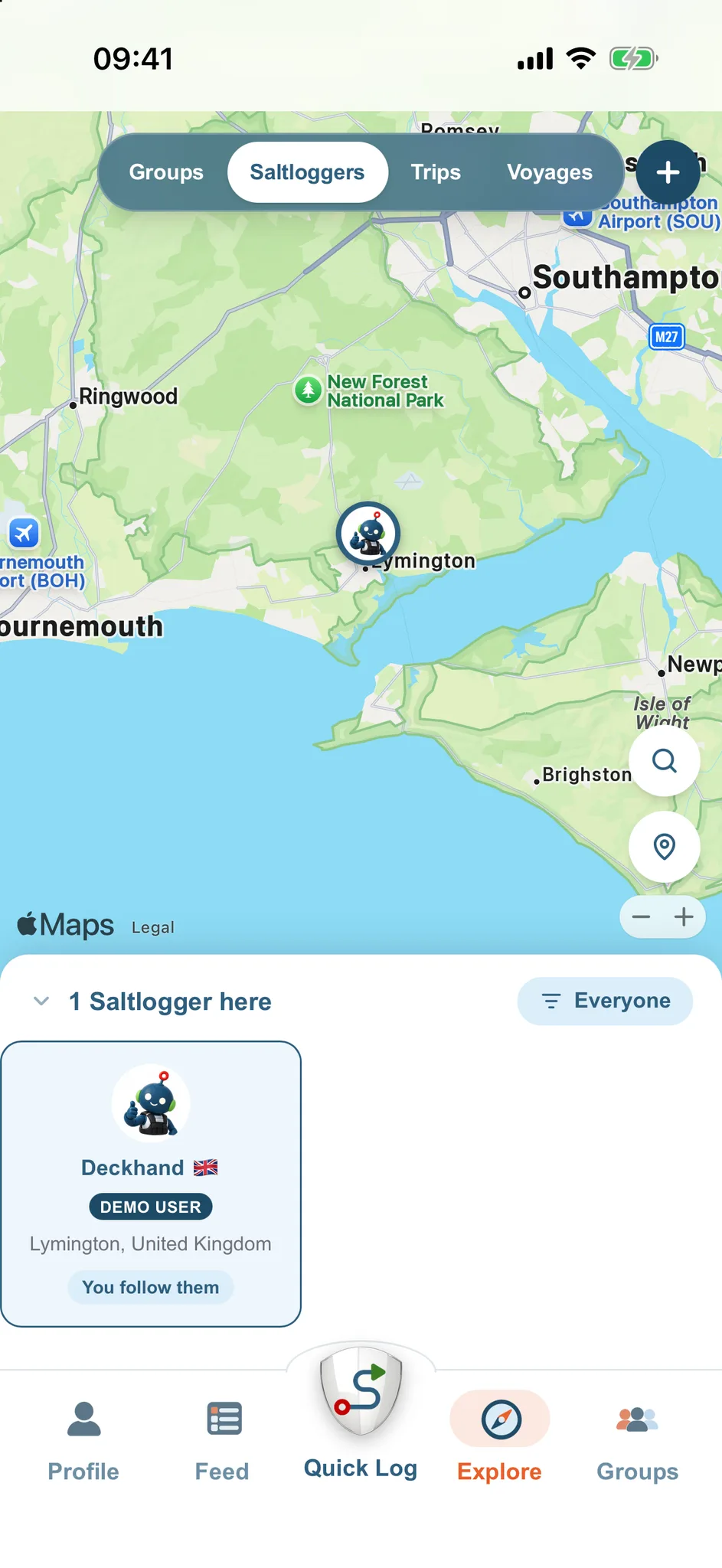 Saltloggers on the map, with their home ports